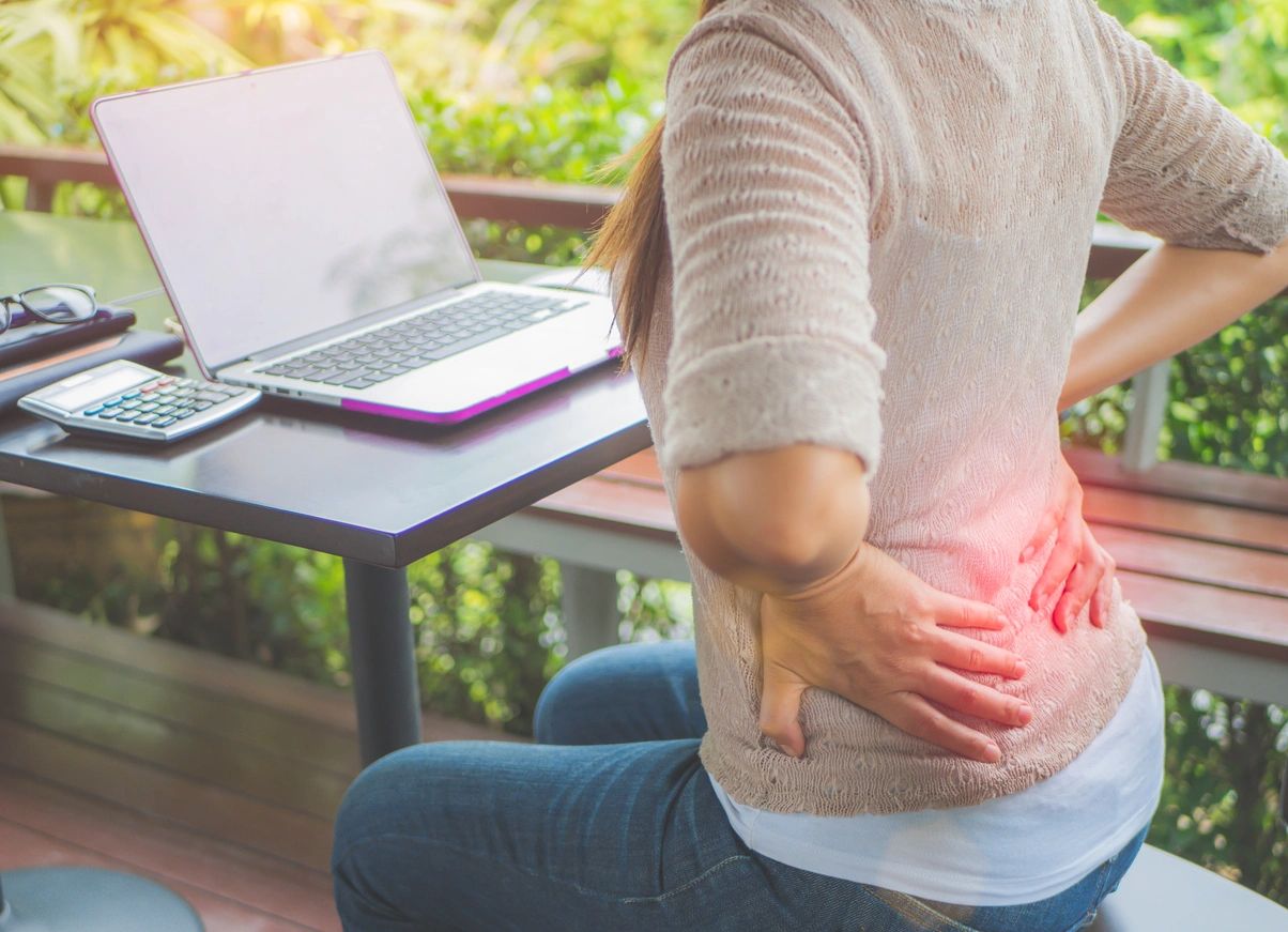 back pain for a woman working remotely
