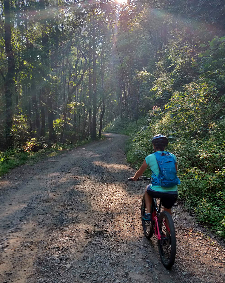 Tanya mountain biking in Asheville NC