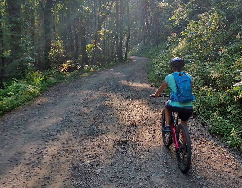 Tanya mountain biking in Asheville NC